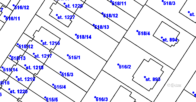 Parcela st. 518/15 v KÚ Letohrad, Katastrální mapa