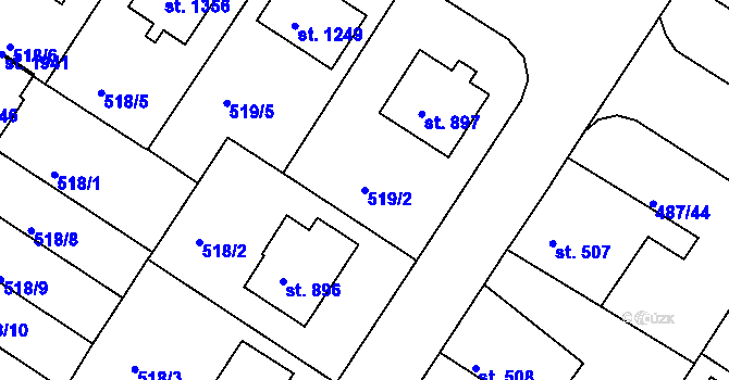 Parcela st. 519/2 v KÚ Letohrad, Katastrální mapa