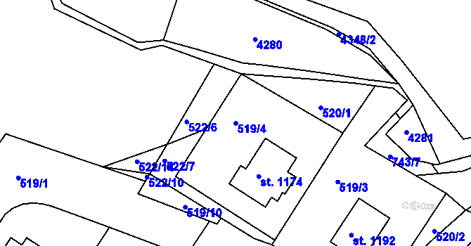 Parcela st. 519/4 v KÚ Letohrad, Katastrální mapa