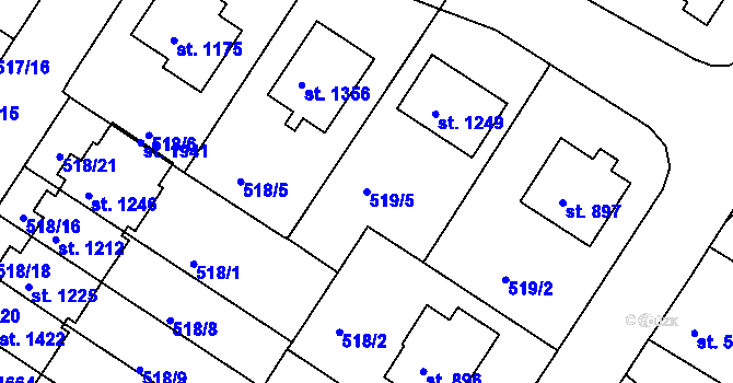 Parcela st. 519/5 v KÚ Letohrad, Katastrální mapa