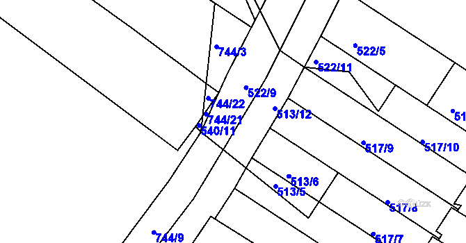 Parcela st. 522/12 v KÚ Letohrad, Katastrální mapa