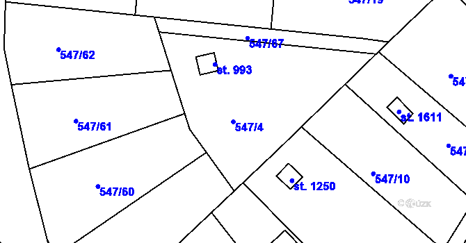 Parcela st. 547/4 v KÚ Letohrad, Katastrální mapa