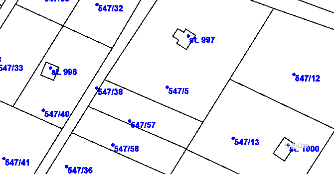 Parcela st. 547/5 v KÚ Letohrad, Katastrální mapa