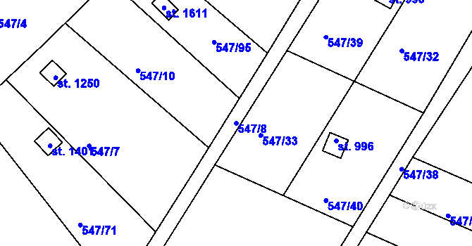 Parcela st. 547/8 v KÚ Letohrad, Katastrální mapa
