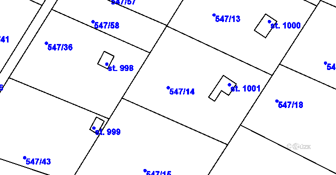 Parcela st. 547/14 v KÚ Letohrad, Katastrální mapa