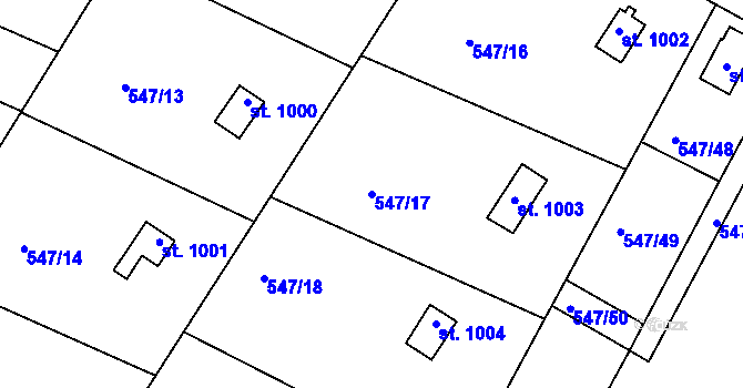 Parcela st. 547/17 v KÚ Letohrad, Katastrální mapa