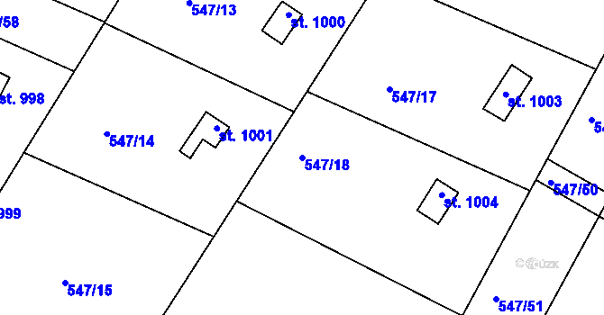Parcela st. 547/18 v KÚ Letohrad, Katastrální mapa