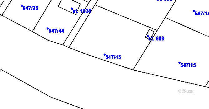 Parcela st. 547/43 v KÚ Letohrad, Katastrální mapa