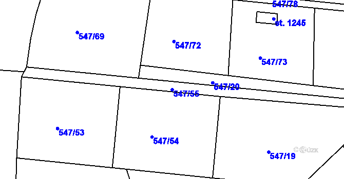 Parcela st. 547/55 v KÚ Letohrad, Katastrální mapa