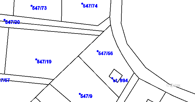 Parcela st. 547/56 v KÚ Letohrad, Katastrální mapa