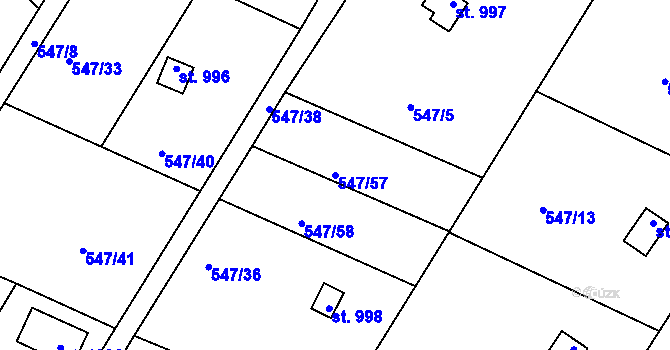 Parcela st. 547/57 v KÚ Letohrad, Katastrální mapa