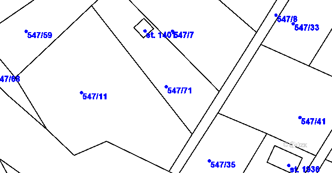 Parcela st. 547/71 v KÚ Letohrad, Katastrální mapa