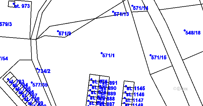 Parcela st. 571/1 v KÚ Letohrad, Katastrální mapa