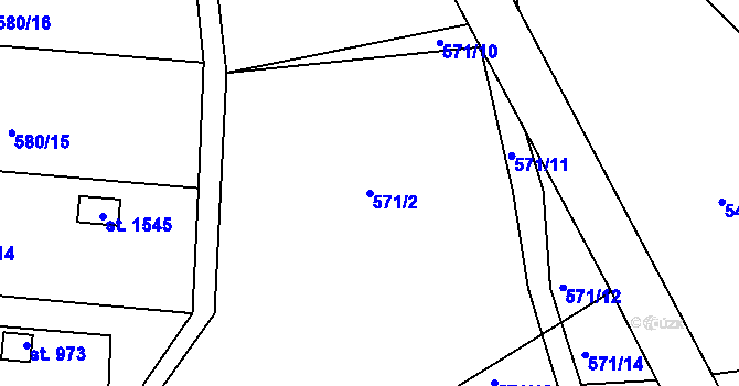 Parcela st. 571/2 v KÚ Letohrad, Katastrální mapa