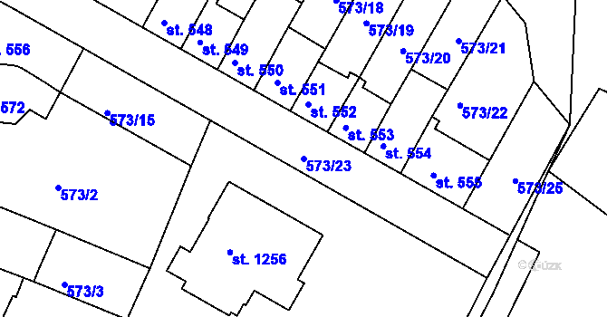 Parcela st. 573/23 v KÚ Letohrad, Katastrální mapa