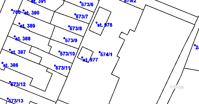 Parcela st. 574/1 v KÚ Letohrad, Katastrální mapa