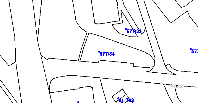Parcela st. 577/34 v KÚ Letohrad, Katastrální mapa