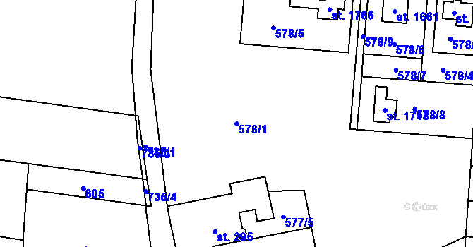 Parcela st. 578/1 v KÚ Letohrad, Katastrální mapa