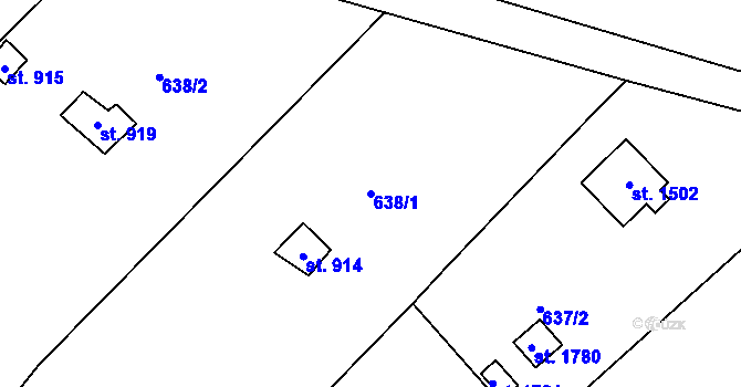Parcela st. 638/1 v KÚ Letohrad, Katastrální mapa