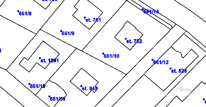 Parcela st. 651/10 v KÚ Letohrad, Katastrální mapa