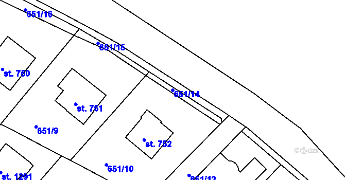 Parcela st. 651/14 v KÚ Letohrad, Katastrální mapa