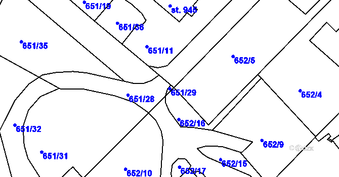 Parcela st. 651/29 v KÚ Letohrad, Katastrální mapa