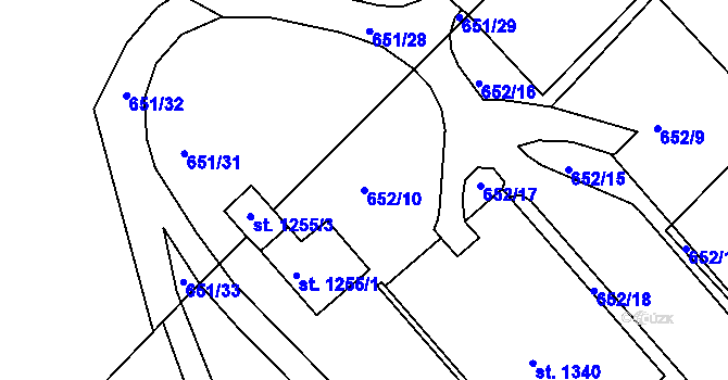 Parcela st. 652/10 v KÚ Letohrad, Katastrální mapa