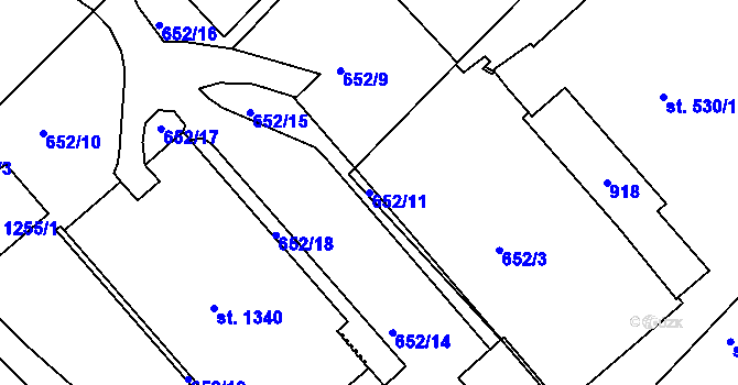 Parcela st. 652/11 v KÚ Letohrad, Katastrální mapa