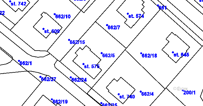 Parcela st. 662/5 v KÚ Letohrad, Katastrální mapa
