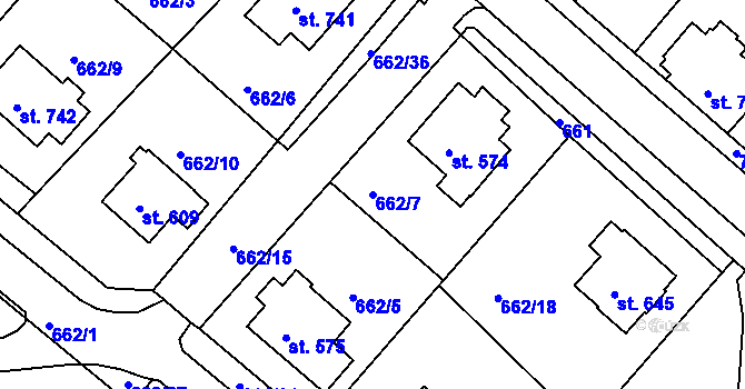 Parcela st. 662/7 v KÚ Letohrad, Katastrální mapa