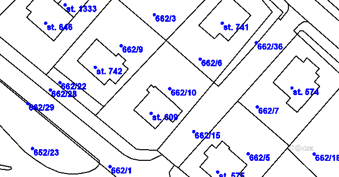 Parcela st. 662/10 v KÚ Letohrad, Katastrální mapa