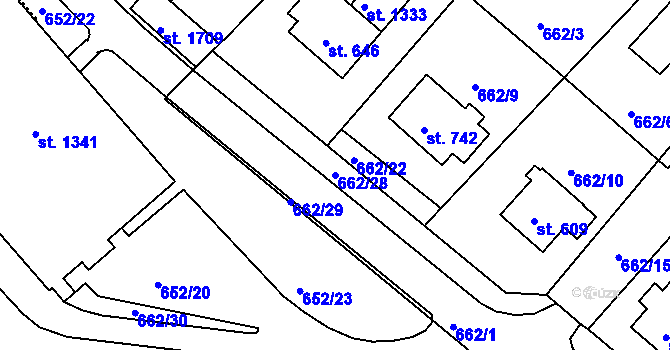 Parcela st. 662/28 v KÚ Letohrad, Katastrální mapa