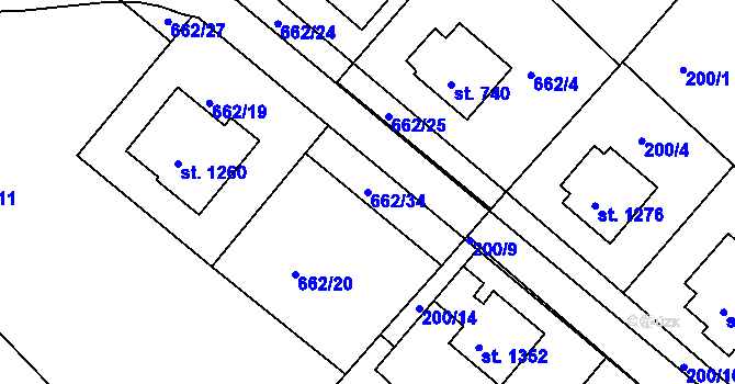 Parcela st. 662/34 v KÚ Letohrad, Katastrální mapa