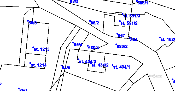 Parcela st. 680/4 v KÚ Letohrad, Katastrální mapa