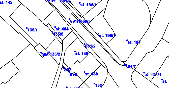 Parcela st. 681/2 v KÚ Letohrad, Katastrální mapa