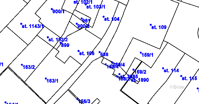 Parcela st. 688 v KÚ Letohrad, Katastrální mapa