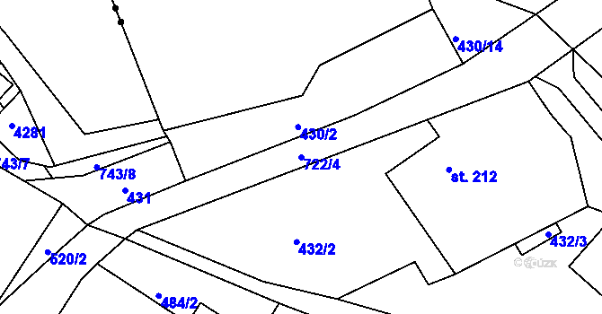 Parcela st. 722/4 v KÚ Letohrad, Katastrální mapa