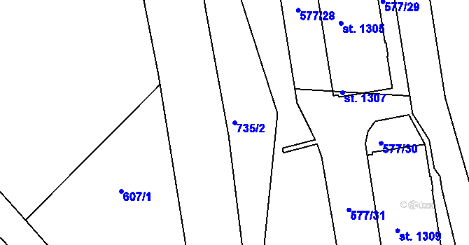 Parcela st. 735/2 v KÚ Letohrad, Katastrální mapa