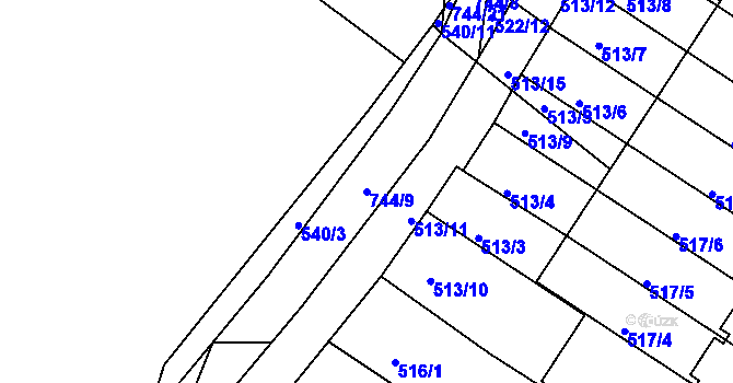 Parcela st. 744/9 v KÚ Letohrad, Katastrální mapa