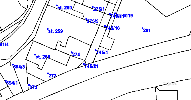 Parcela st. 745/4 v KÚ Letohrad, Katastrální mapa