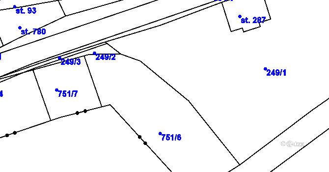 Parcela st. 751/3 v KÚ Letohrad, Katastrální mapa