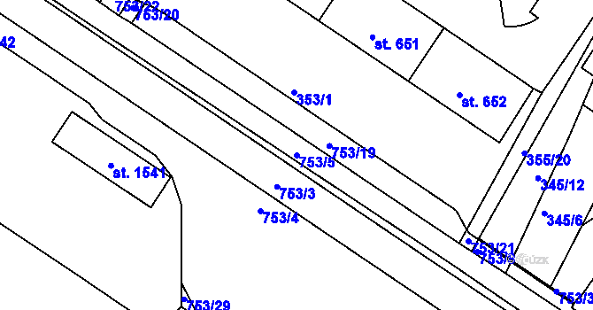 Parcela st. 753/5 v KÚ Letohrad, Katastrální mapa