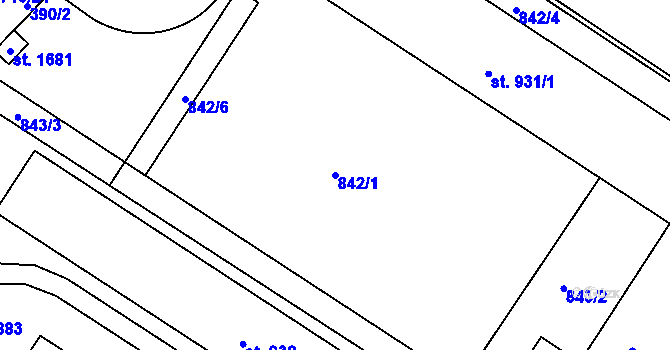Parcela st. 842/1 v KÚ Letohrad, Katastrální mapa