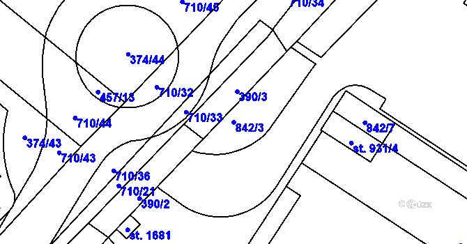 Parcela st. 842/3 v KÚ Letohrad, Katastrální mapa
