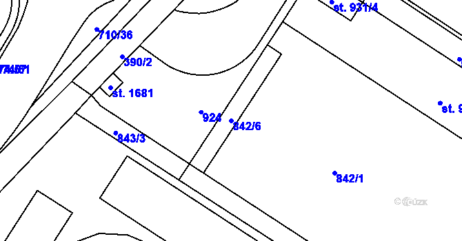 Parcela st. 842/6 v KÚ Letohrad, Katastrální mapa