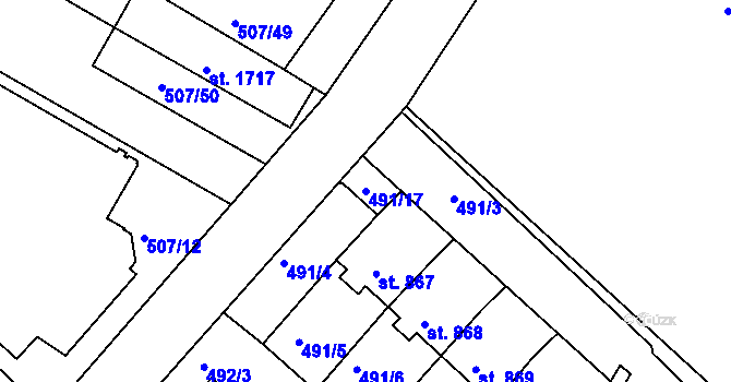 Parcela st. 491/17 v KÚ Letohrad, Katastrální mapa