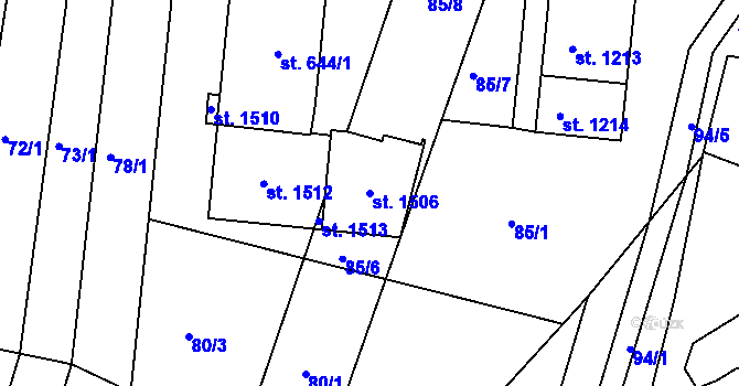 Parcela st. 1506 v KÚ Letohrad, Katastrální mapa
