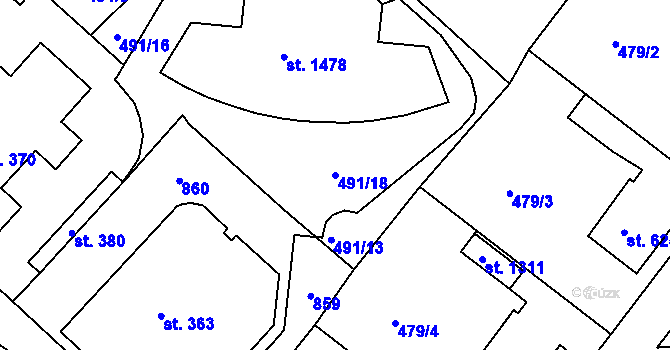 Parcela st. 491/18 v KÚ Letohrad, Katastrální mapa