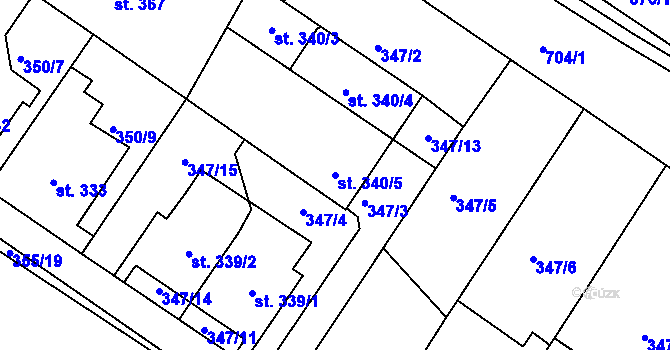 Parcela st. 340/5 v KÚ Letohrad, Katastrální mapa