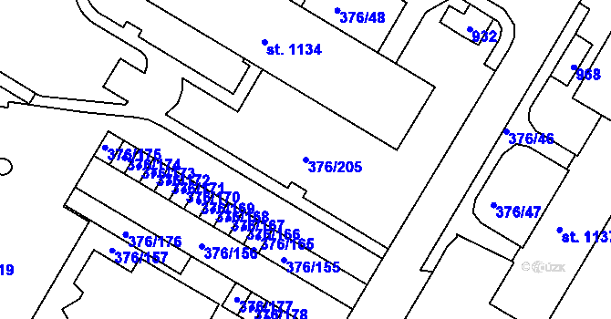 Parcela st. 376/205 v KÚ Letohrad, Katastrální mapa